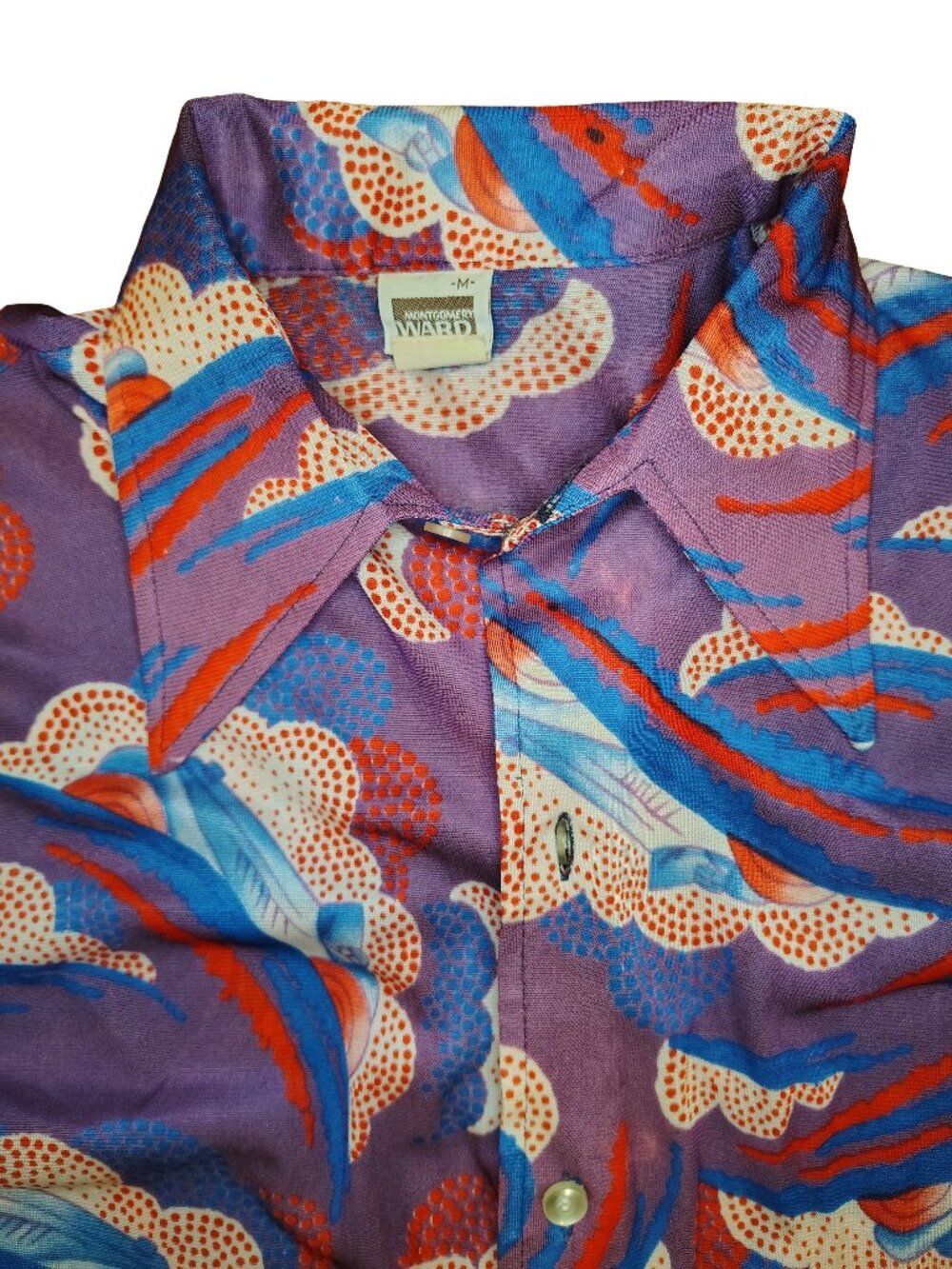 Montgomery Ward Psychedelic Abstract Print Shirt M EUC 70s Retro Mod VTG Vintage - Picture 3 of 7